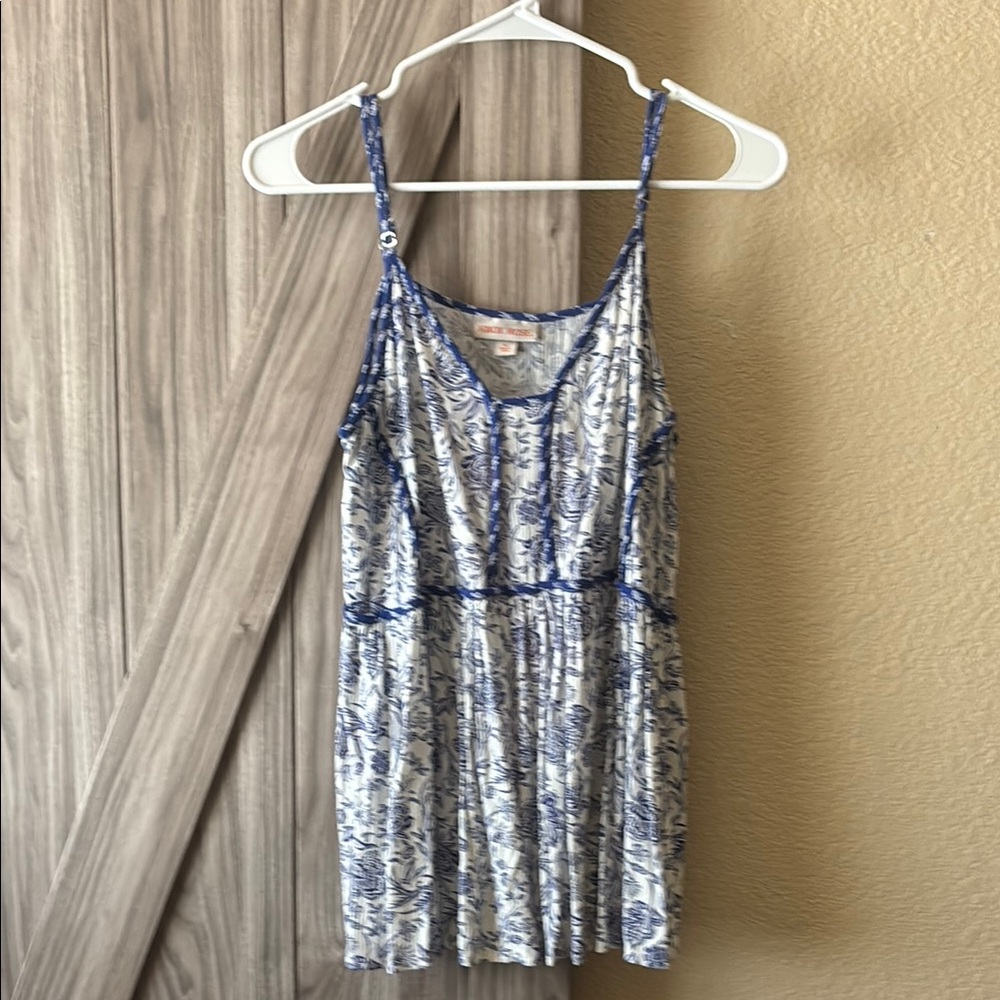 Knox Rose Smocked Camisole Top Blue and White
